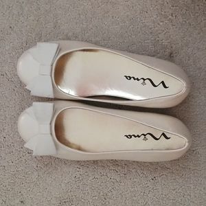 Nina pearl white, girls ballerina flats size 3